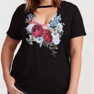 Distressed floral t-shirt